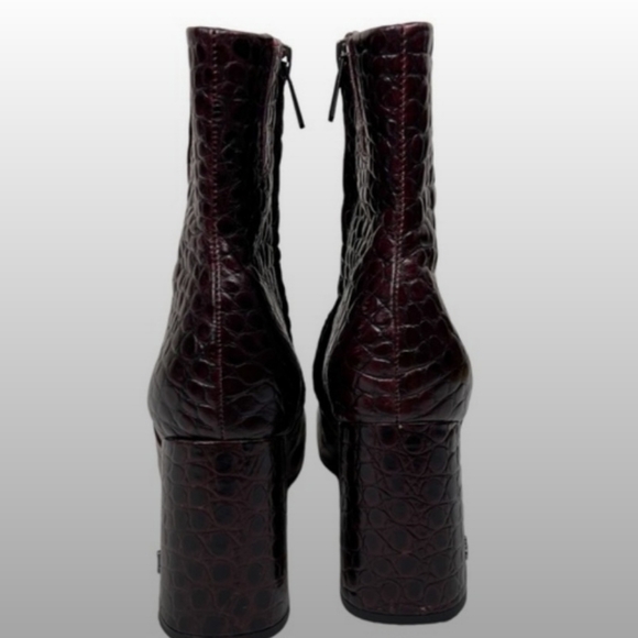 Sam Edelman Codie 2 Square Toe Ankle Bootie Boots Red Bordeaux Croc Size 9.5 - Picture 14 of 14